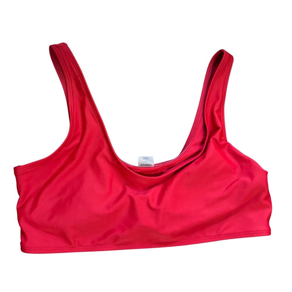 Old Navy Bikini Top Womens Large Red Excellent Scoop Neck Tank Style Swimwear